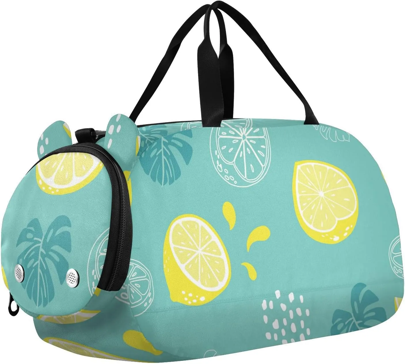 Summer Lemon and Palm Gym Travel Duffel Bag with Shoe Compartment for Boys Girls - Gymnastics Sports Dance Football Travel Bag Teens Weekender Sleepover