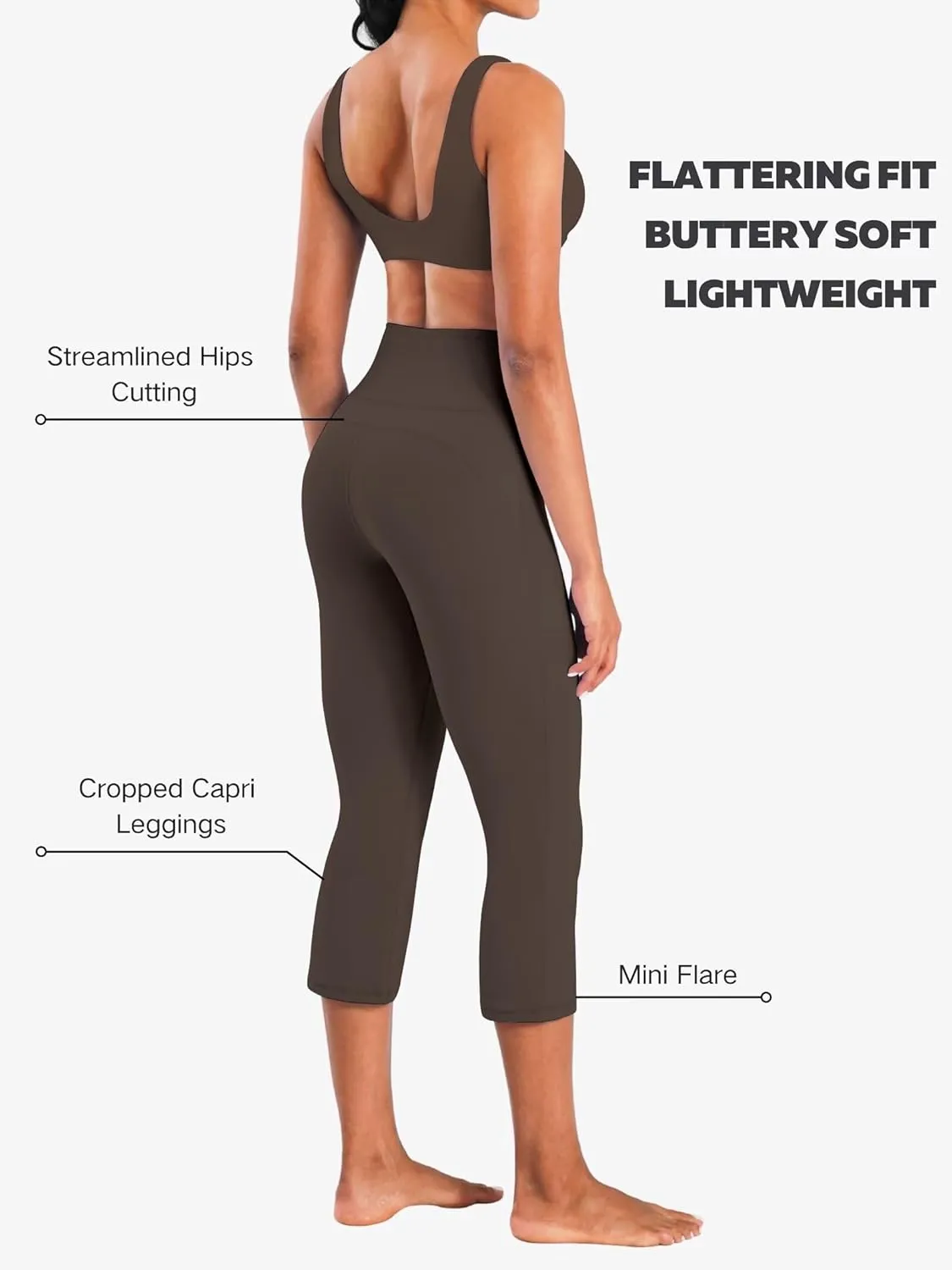 Sunzel High Waist Mini Flared Leggings for Women, Tummy Control Casual Flare Yoga Pants for Yoga Workout Gym
