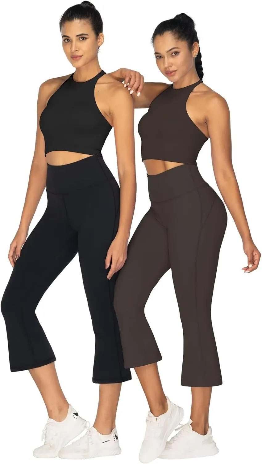Sunzel High Waist Mini Flared Leggings for Women, Tummy Control Casual Flare Yoga Pants for Yoga Workout Gym