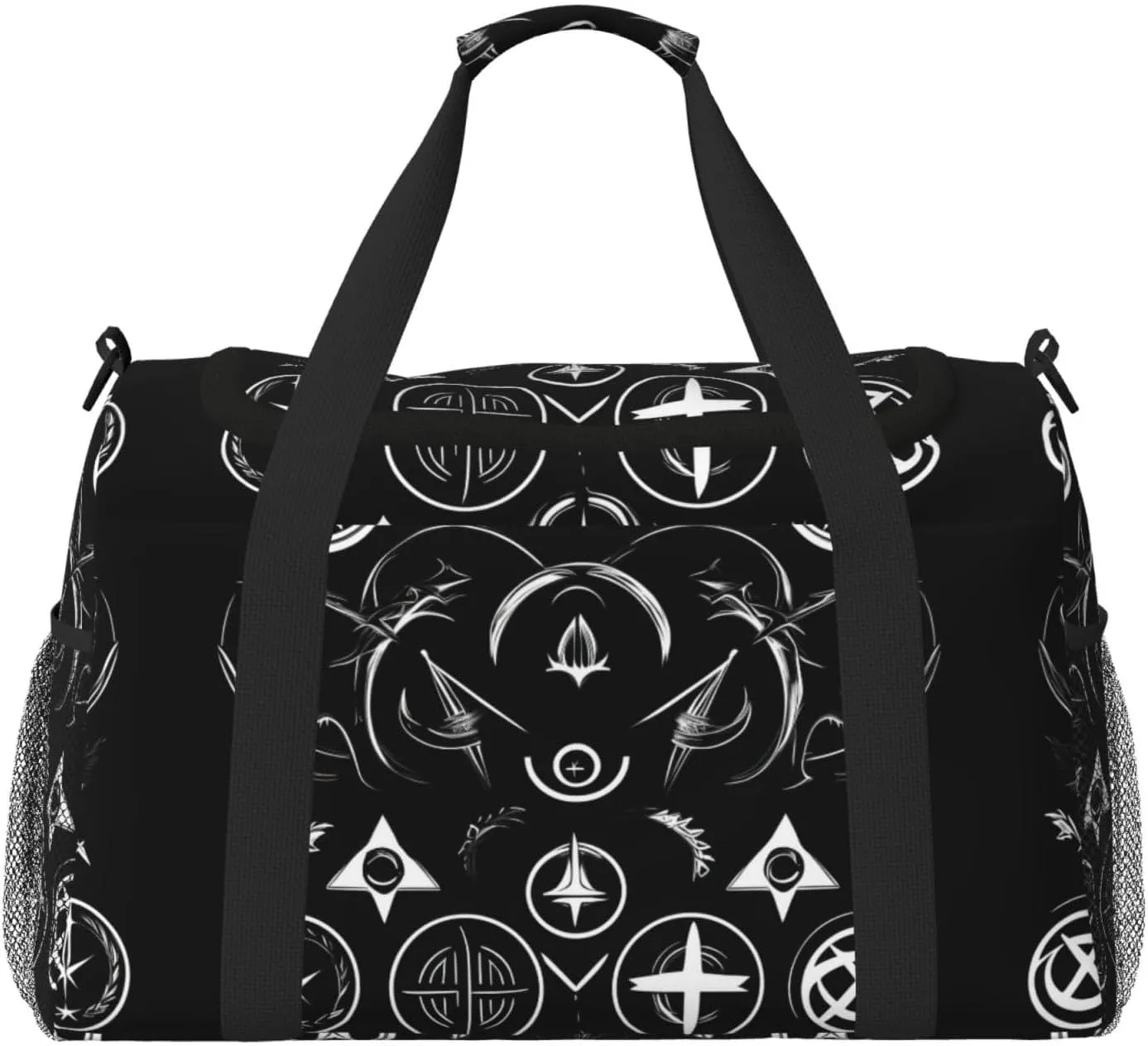 Supernatural Symbols Black print Carry on Bag Underseat Personal Item Bag Travel Duffel Bag Gym Carry On Sports Bag