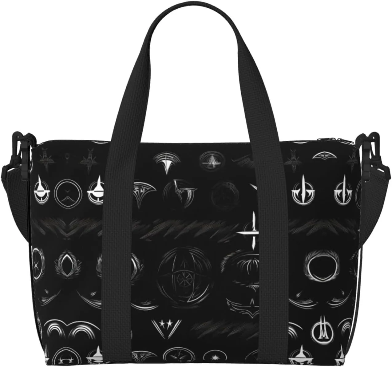 Supernatural Symbols Black print print Travel Duffel Bag,workout duffel bag, overnight shoulder Bag,Weekender Bag for Women Men