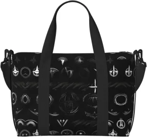 Supernatural Symbols Black print print Travel Duffel Bag,workout duffel bag, overnight shoulder Bag,Weekender Bag for Women Men