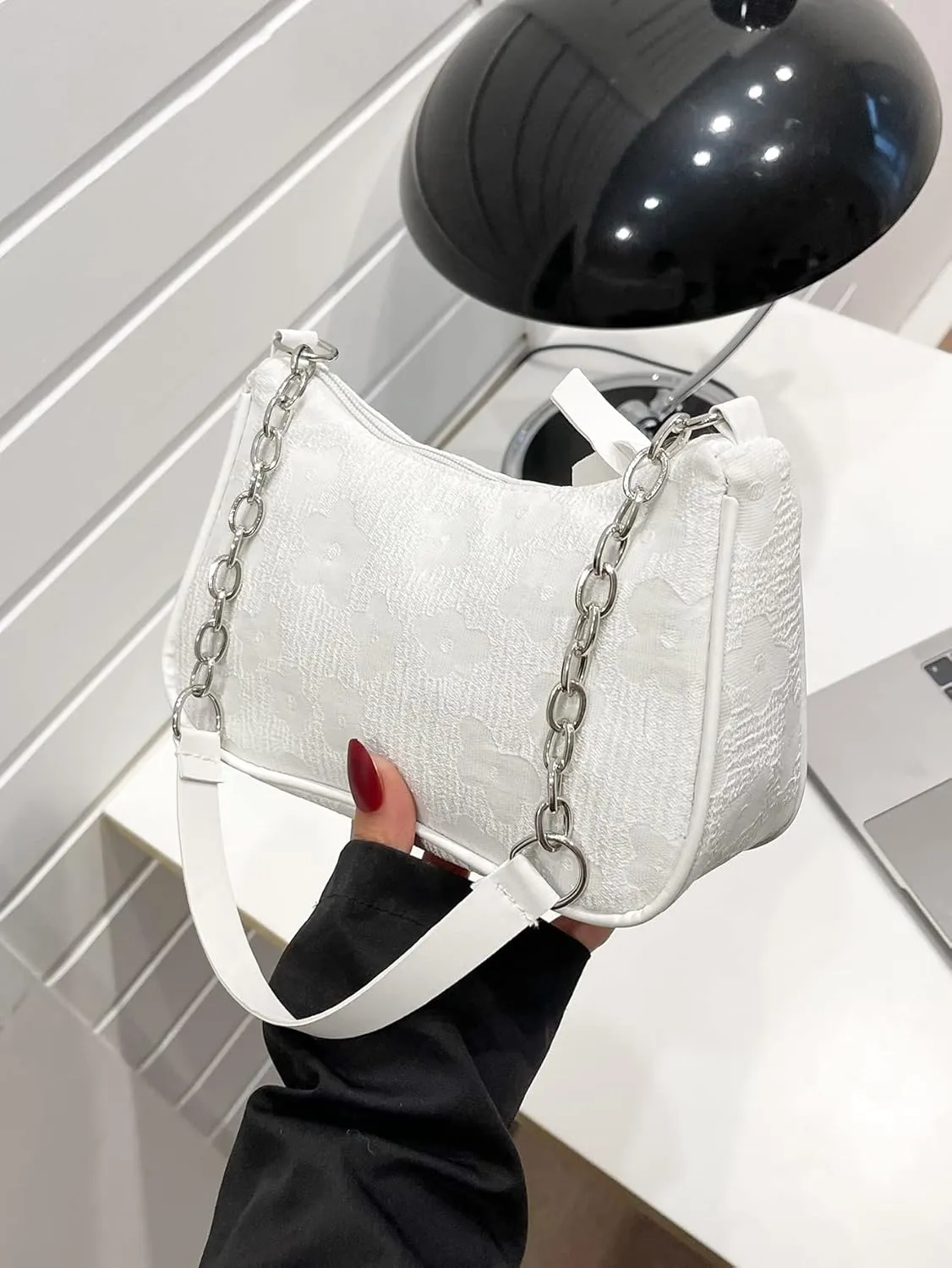 SweatyRocks Women's Floral Pattern Chain Strap Shoulder Bags Casual Hobo Hand Bag Clutch Purse