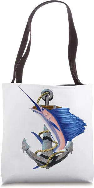 Swordfish Marlin Sailfish Deep Sea Fishing Ship Anchor Tote Bag