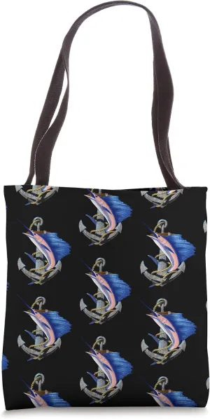 Swordfish Marlin Sailfish Deep Sea Fishing Ship Anchor Tote Bag
