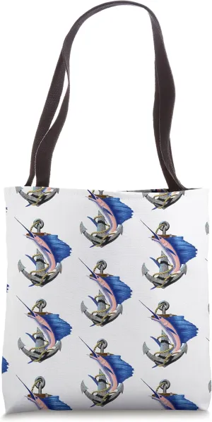 Swordfish Marlin Sailfish Deep Sea Fishing Ship Anchor Tote Bag
