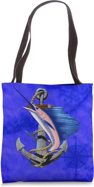 Swordfish Marlin Sailfish Deep Sea Fishing Ship Anchor Tote Bag