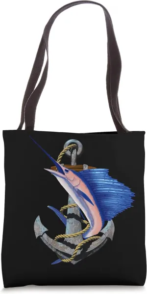 Swordfish Marlin Sailfish Deep Sea Fishing Ship Anchor Tote Bag