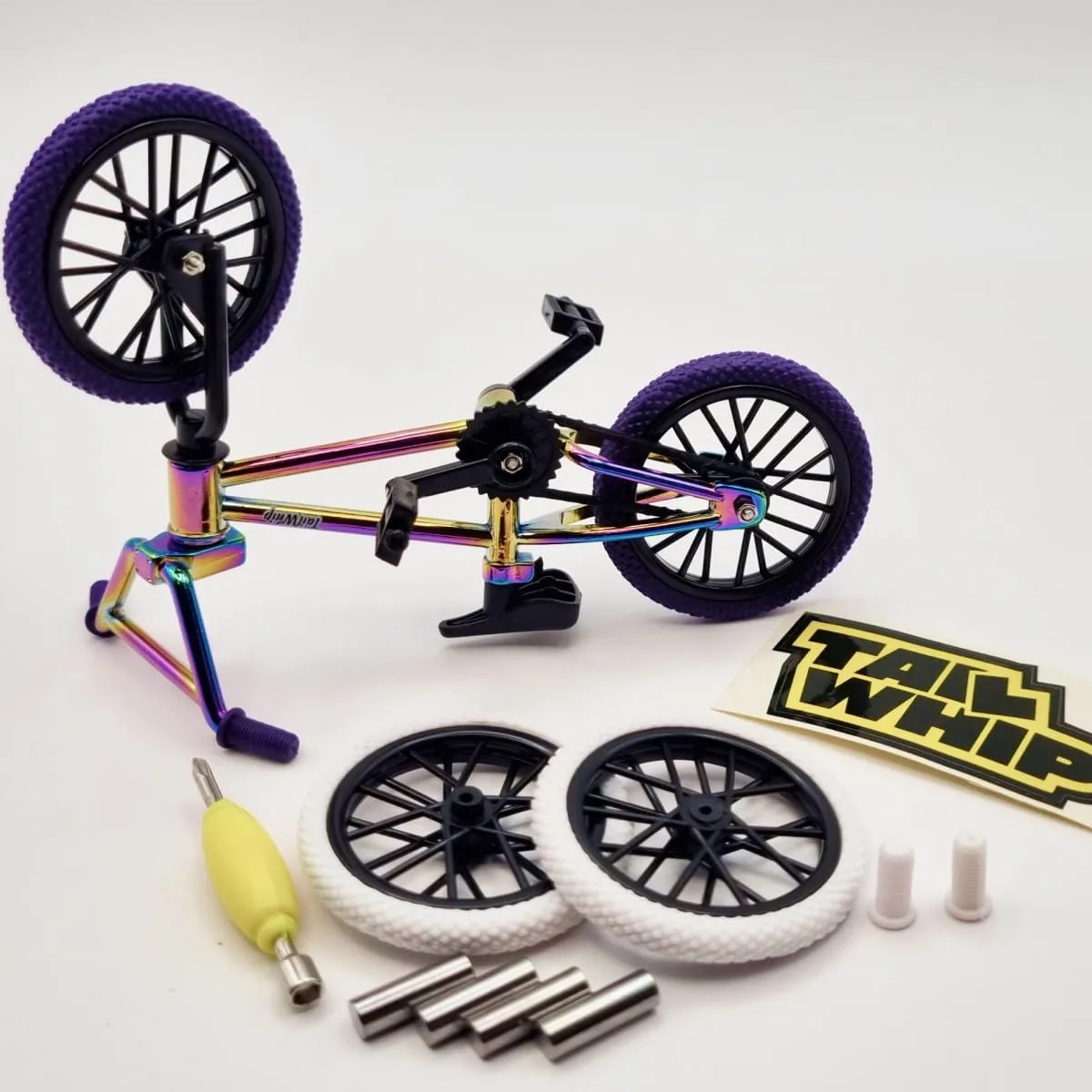 TAILWHIP Finger Bike BMX, Bicycle Toy Steel Alloy with Original Personalized Accessories for Dizzying Tricks, Compatible with Tech Deck Fingerboards, Scooters & Skate Parks, (Oil)