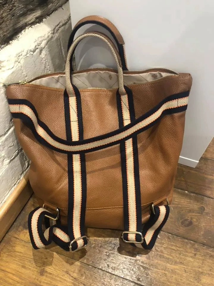 Tan Leather Tote Backpack