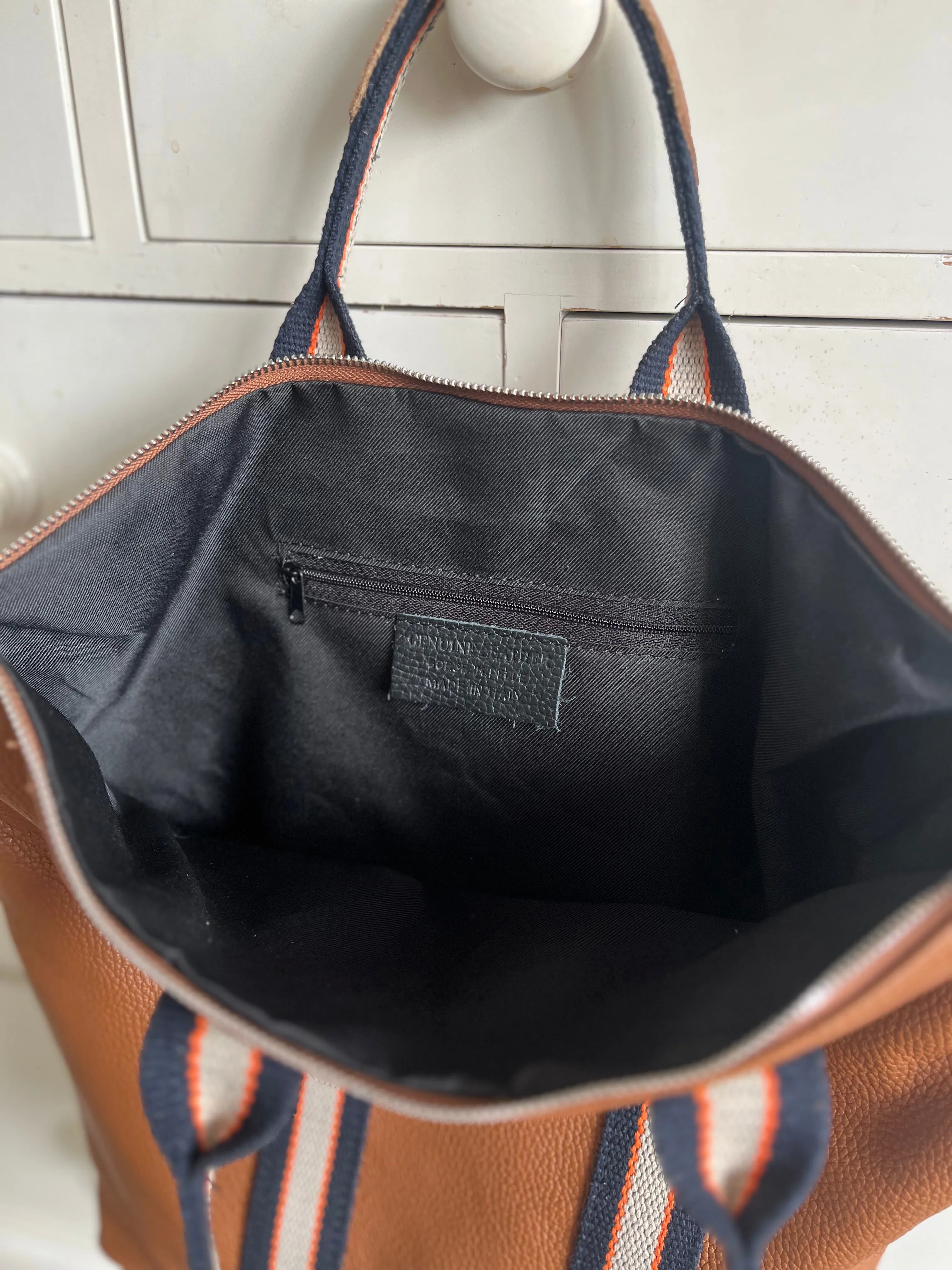 Tan Leather Tote Backpack