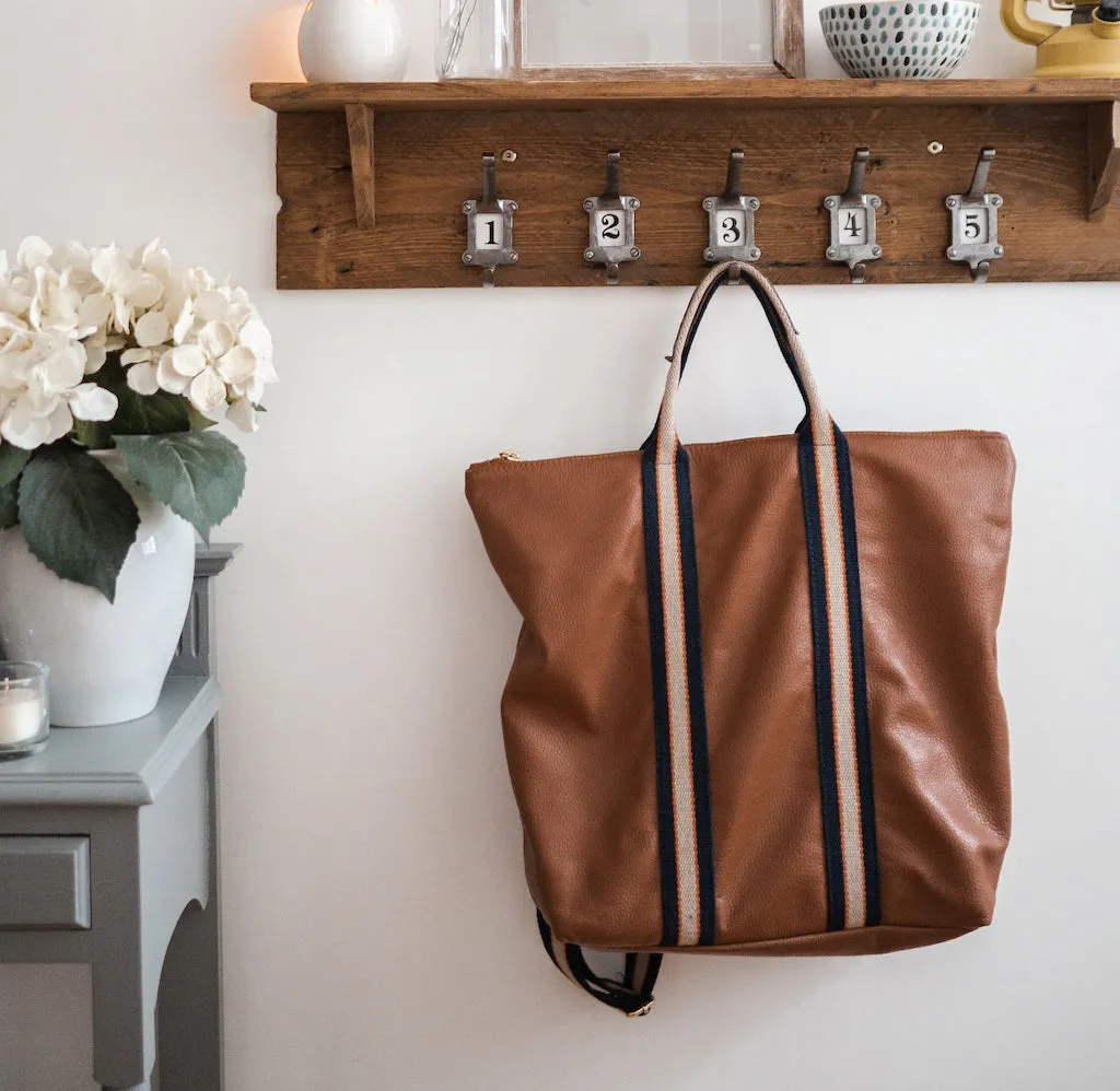 Tan Leather Tote Backpack