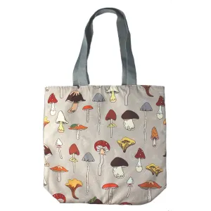 Tan Mushroom Variety Print Tote Bag