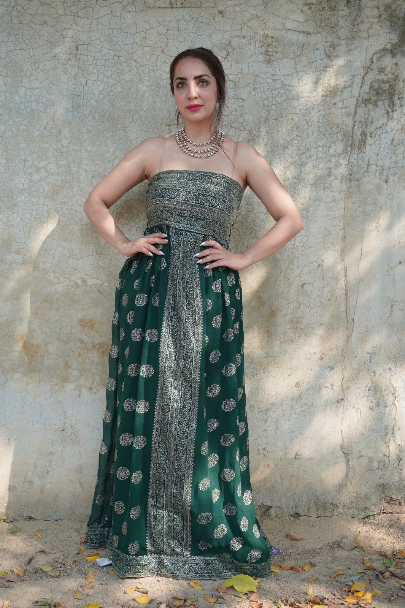 ‘Tara’- Banarasi Foil Print Maxi