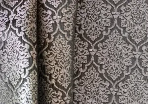 Tarnished Silver & Black Damask Polyester Brocade