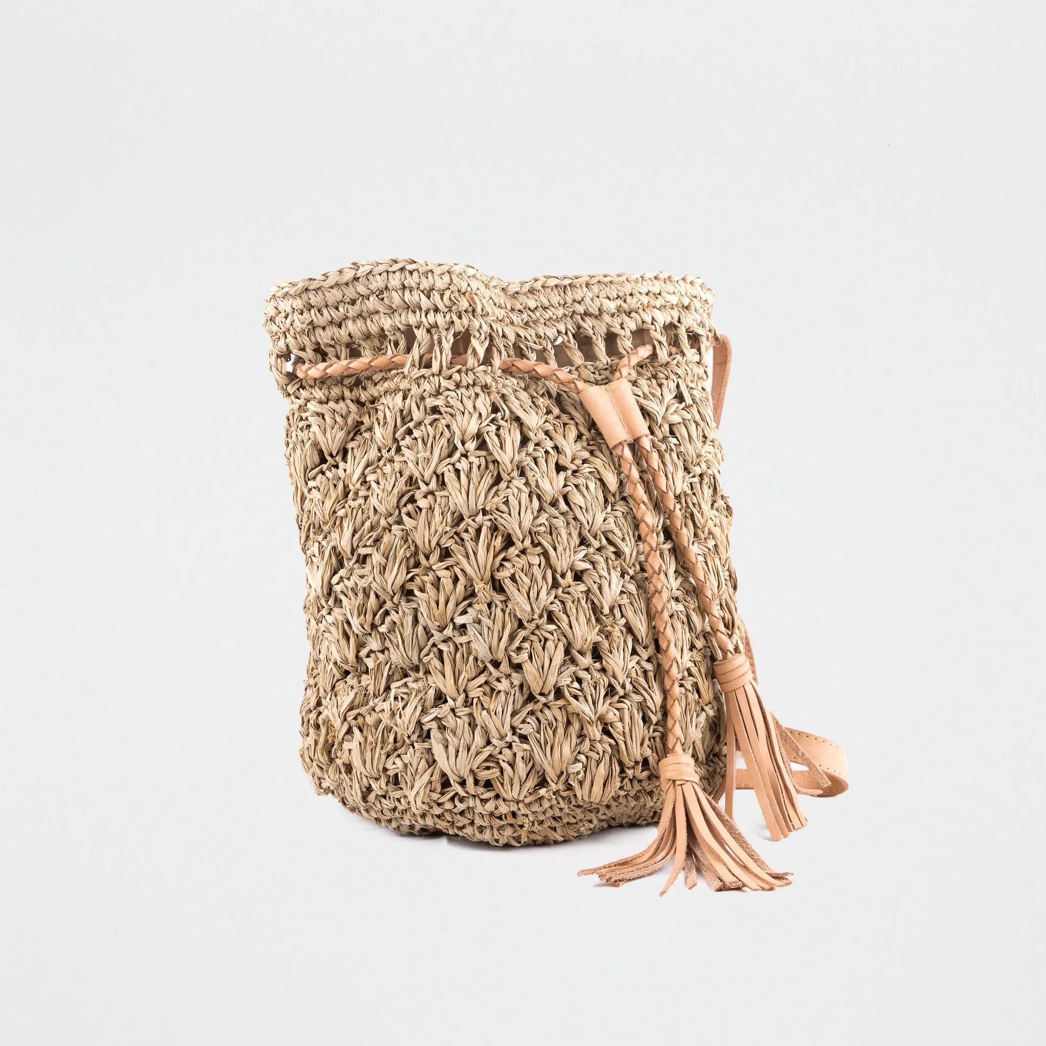 Textured Raffia Dark Handbag