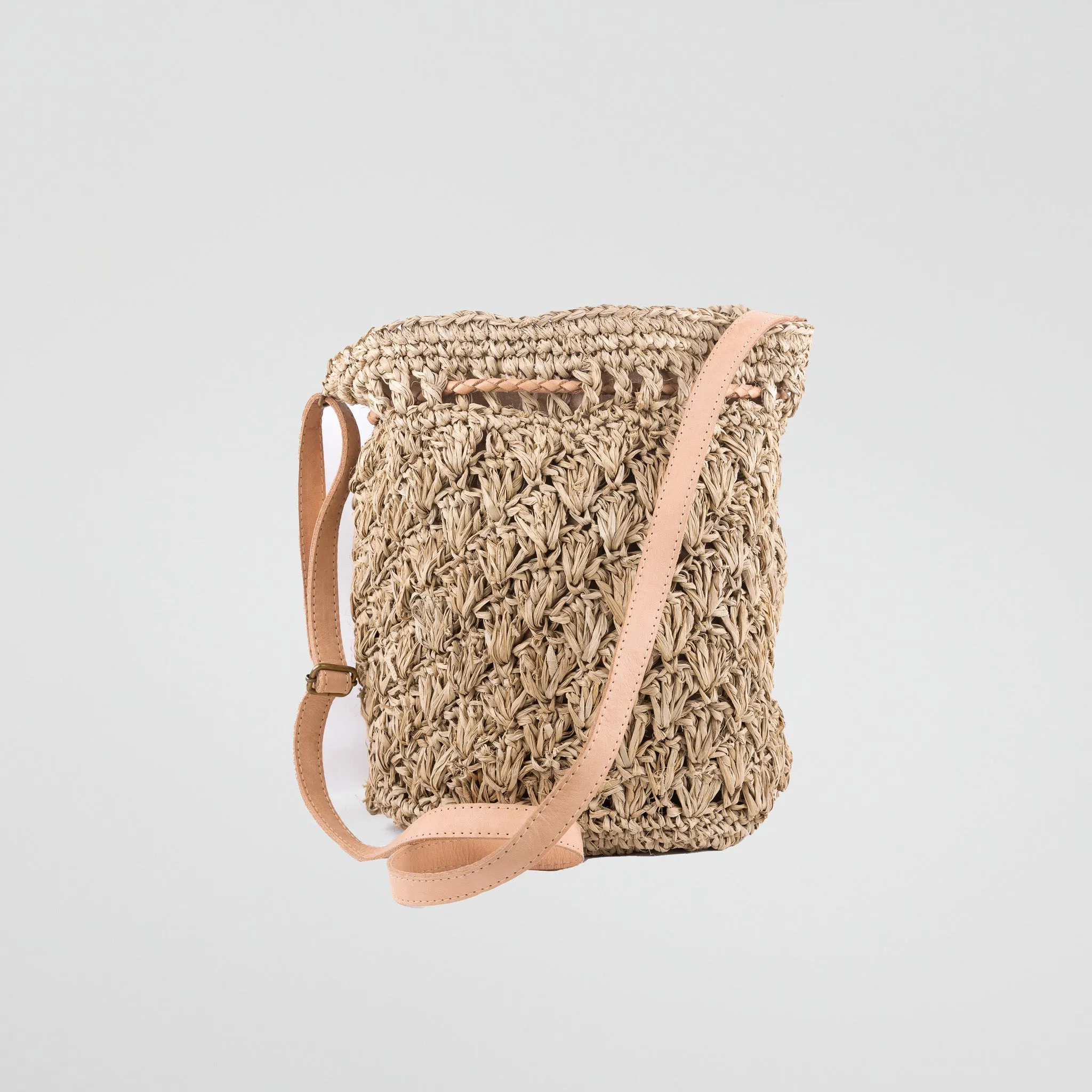 Textured Raffia Dark Handbag