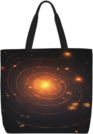 The Solar System print Women Tote Bags with Inner Bag Handbags with Pattern for Shopping Office