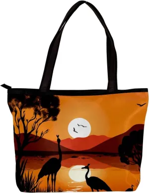 The Tote Bag For Women,Purses For Women,Handbags For Women,Australia Sunset Kangaroo Ostrich Handbags