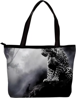 The Tote Bag For Women,Purses For Women,Handbags For Women,Black Gray Fog Leopard Handbags