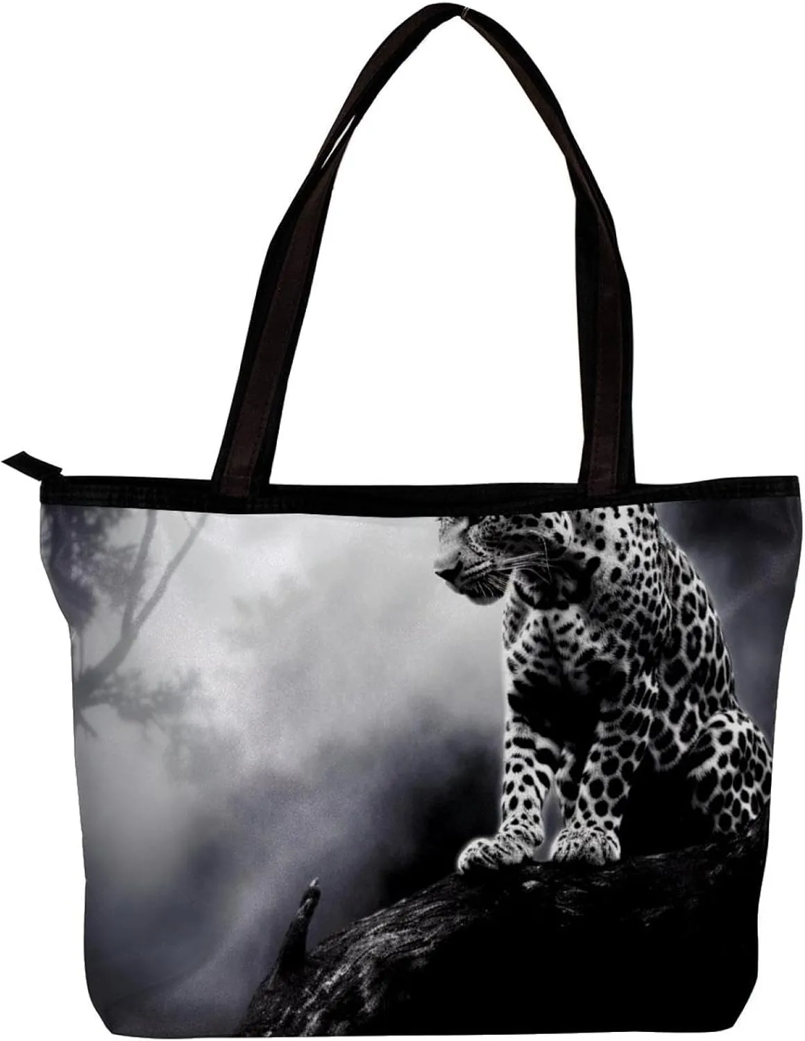 The Tote Bag For Women,Purses For Women,Handbags For Women,Black Gray Fog Leopard Handbags