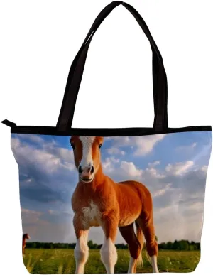 The Tote Bag For Women,Purses For Women,Handbags For Women,Blue Sky Horse Grass Handbags