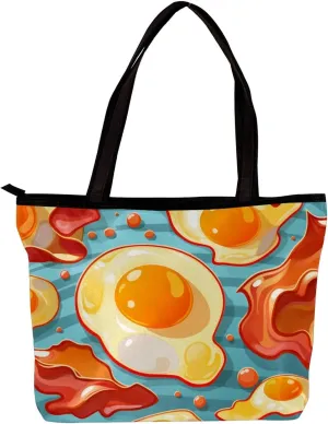 The Tote Bag For Women,Purses For Women,Handbags For Women,Breakfast Bacon and Eggs Handbags, 11.8x4.1x15.4 in, Ar4wvn919ubxy