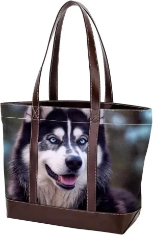 The Tote Bag For Women,Tote Bag With Zipper,Canvas Tote Bag,Alaskan Dog Funny Tongue Handbags