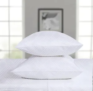 Threadmill Home Linen Luxury King Pillowcases - 800 Thread Count Jacquard Damask, 100% Pure Cotton 2 Pc Striped Pillow Cover Set, ELS, Luxurious Celine Hotel White Pillow Protectors