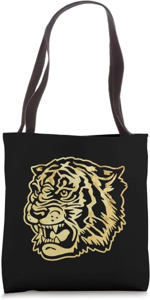 Tiger Roar Cool Distressed Tiger Face Trendy Animal Print Tote Bag