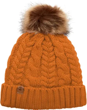 Timberland Women`s Cable Knit Cuff Pom Beanie (OR(T101128C-643)/OR, One Size)