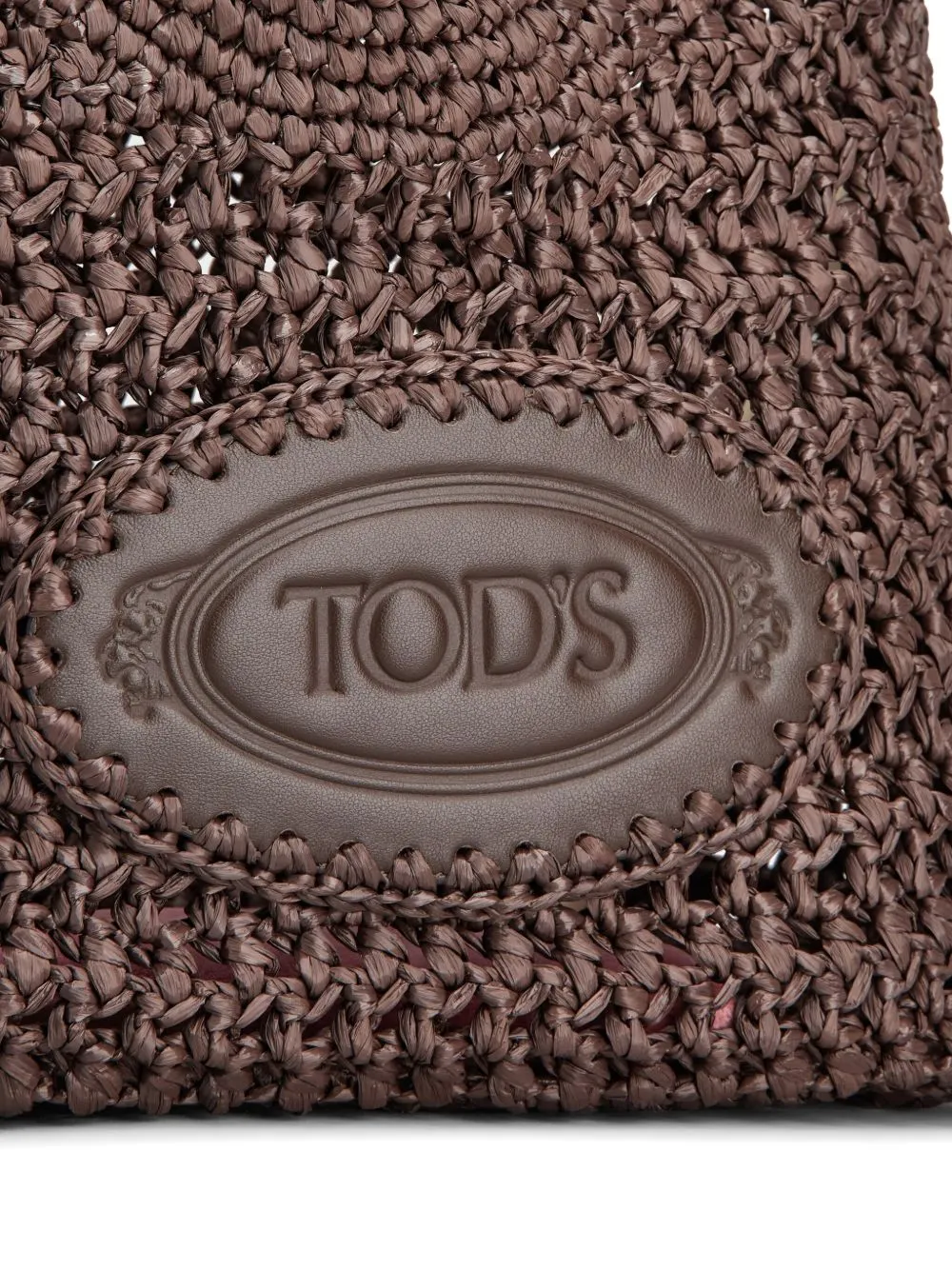 TOD'S Leather and Raffia Handbag with Adjustable Shoulder Strap