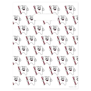 Tootie Tooth Scatter Print Dental Giveaway Bags, 9" x 12", 100 Pack
