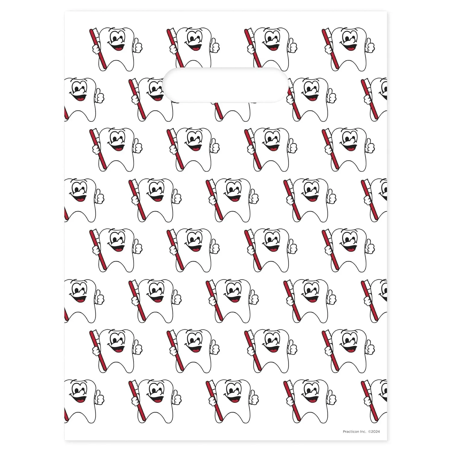 Tootie Tooth Scatter Print Dental Giveaway Bags, 9" x 12", 100 Pack