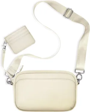 TOPEAST Nylon Crossbody Bags for Women with Leather Card Holder - Mini Cross Body Purse with Adjustable Strap for Traveling