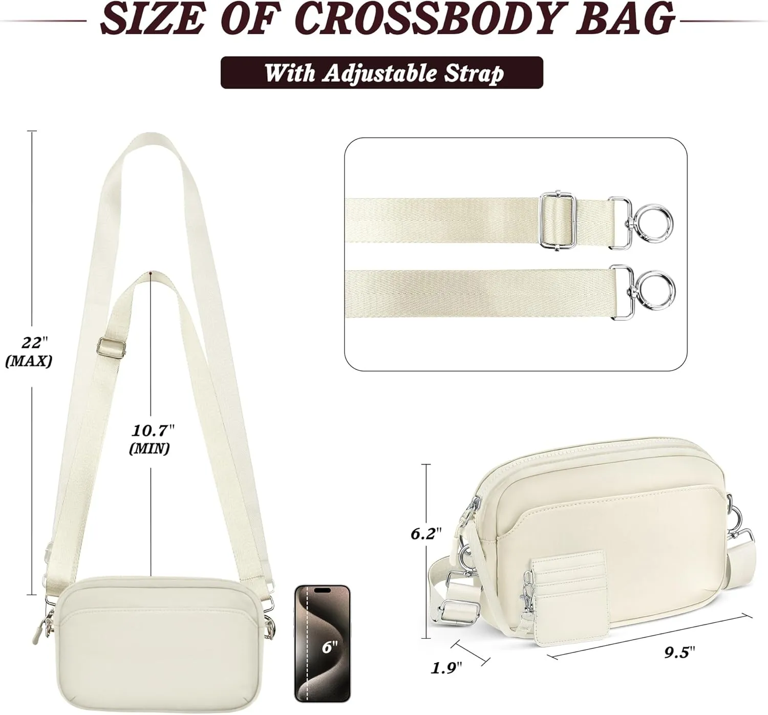 TOPEAST Nylon Crossbody Bags for Women with Leather Card Holder - Mini Cross Body Purse with Adjustable Strap for Traveling