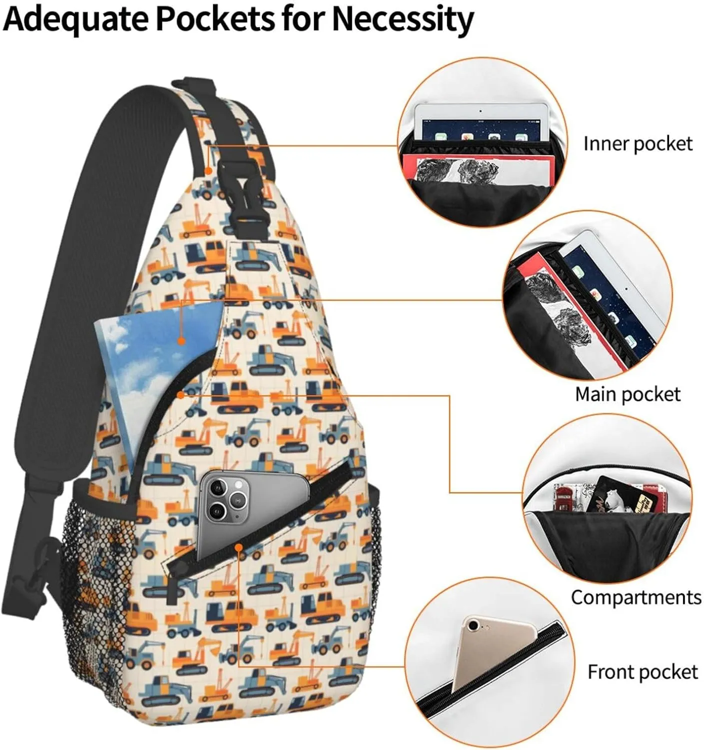 Topical Flowers Palm Leaves Crossbody Bag Adjustable Sling Bag Casual Chest Bags Travel Shoulder Backpack