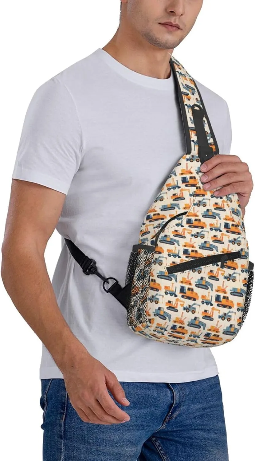 Topical Flowers Palm Leaves Crossbody Bag Adjustable Sling Bag Casual Chest Bags Travel Shoulder Backpack