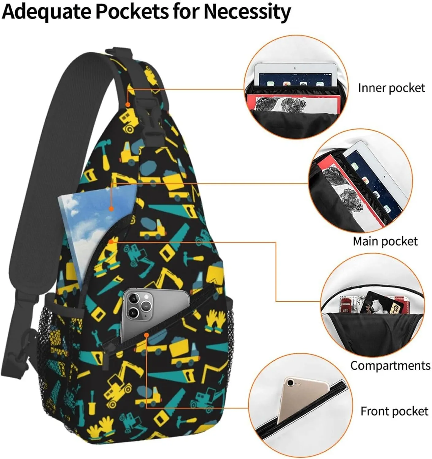 Topical Flowers Palm Leaves Crossbody Bag Adjustable Sling Bag Casual Chest Bags Travel Shoulder Backpack