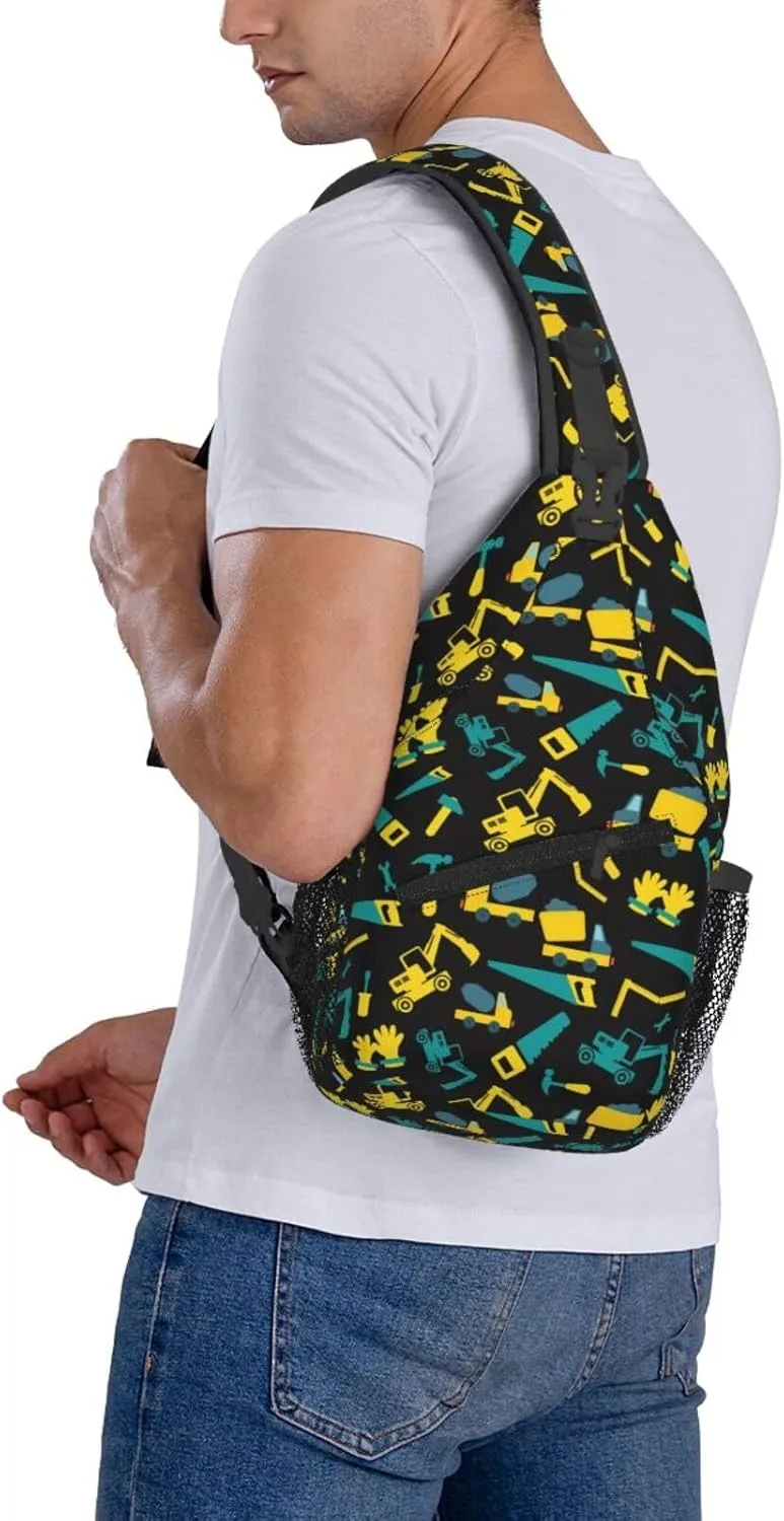 Topical Flowers Palm Leaves Crossbody Bag Adjustable Sling Bag Casual Chest Bags Travel Shoulder Backpack