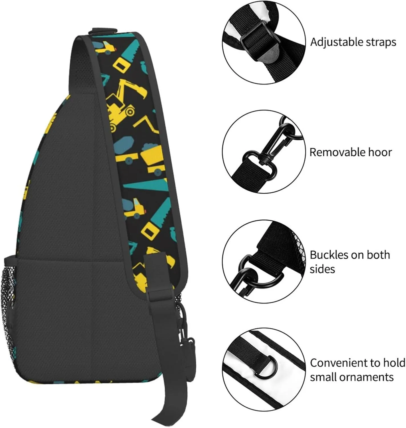 Topical Flowers Palm Leaves Crossbody Bag Adjustable Sling Bag Casual Chest Bags Travel Shoulder Backpack