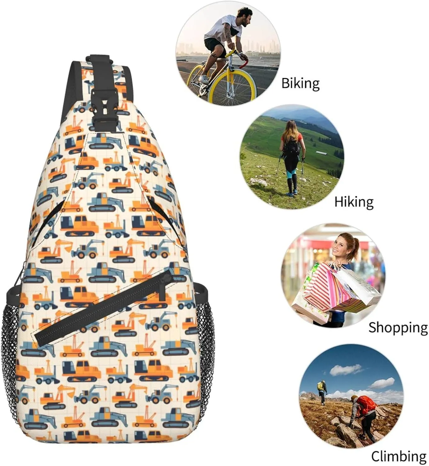 Topical Flowers Palm Leaves Crossbody Bag Adjustable Sling Bag Casual Chest Bags Travel Shoulder Backpack