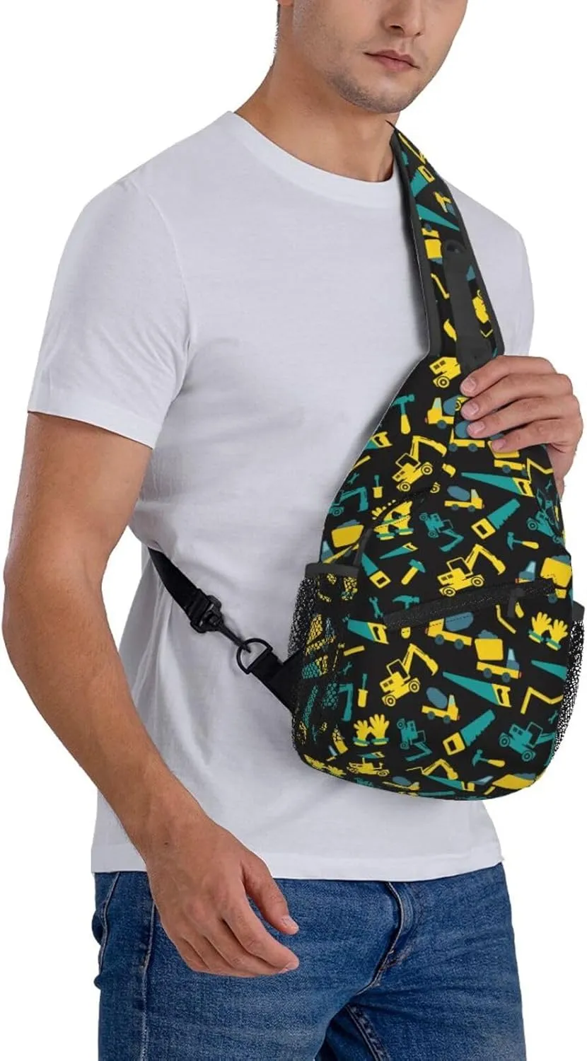 Topical Flowers Palm Leaves Crossbody Bag Adjustable Sling Bag Casual Chest Bags Travel Shoulder Backpack