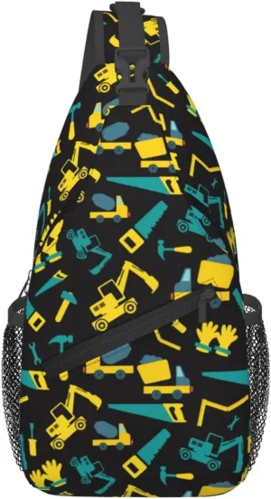 Topical Flowers Palm Leaves Crossbody Bag Adjustable Sling Bag Casual Chest Bags Travel Shoulder Backpack