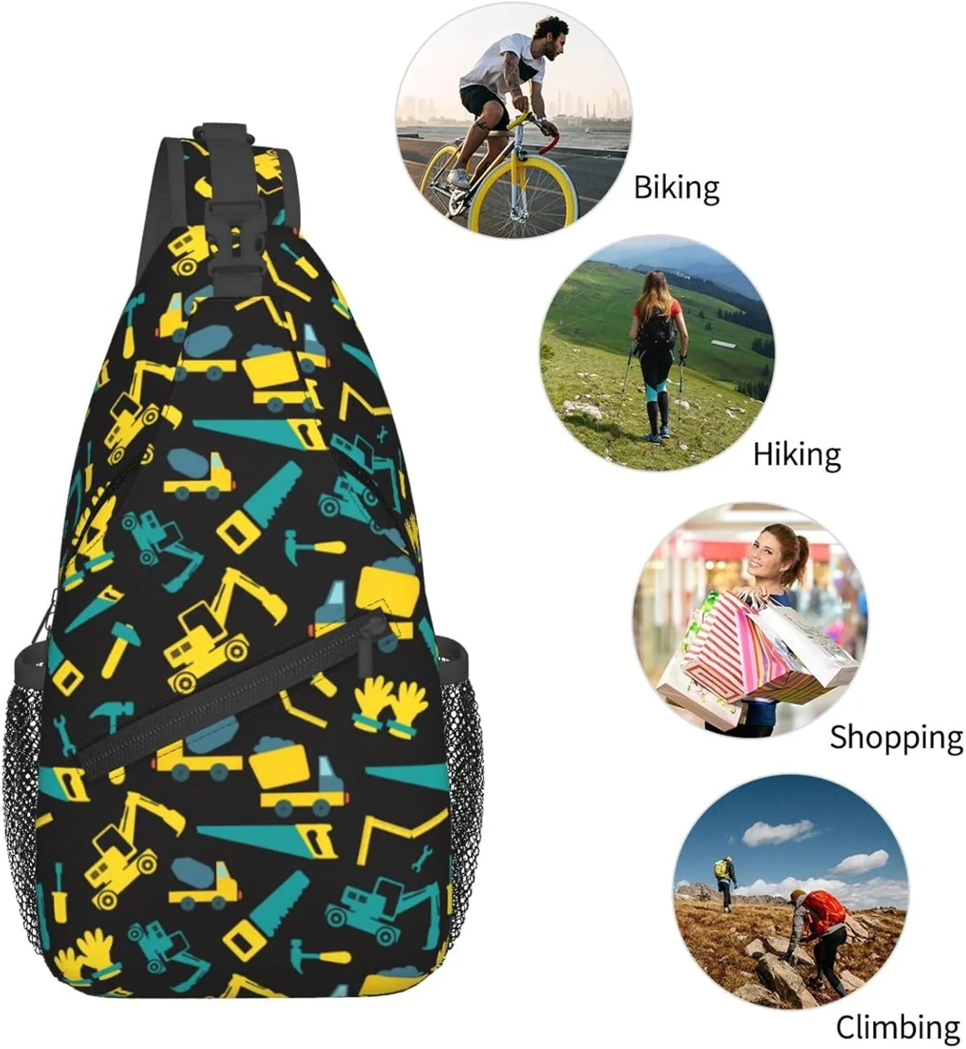 Topical Flowers Palm Leaves Crossbody Bag Adjustable Sling Bag Casual Chest Bags Travel Shoulder Backpack