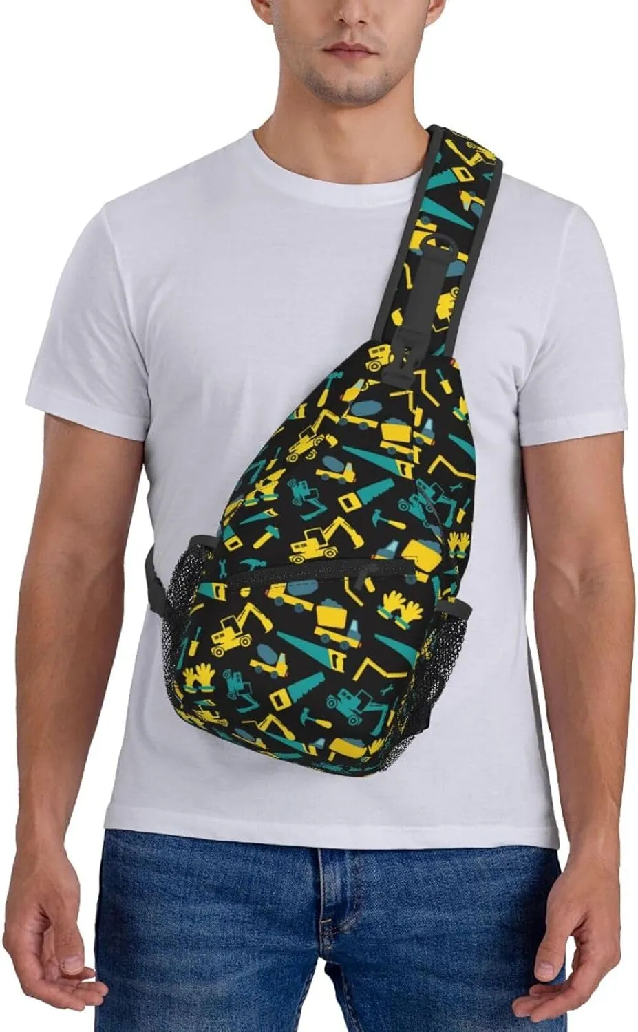 Topical Flowers Palm Leaves Crossbody Bag Adjustable Sling Bag Casual Chest Bags Travel Shoulder Backpack