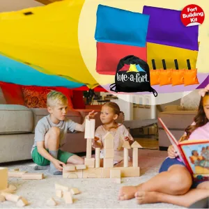 Tote a Fort Original XL Blanket Fort Building Kit - Portable Playhouse Play Tent Fort - Indoor & Outdoor Toy Set for Ages 4-12  - STEM Toy - 4 Blanket Set