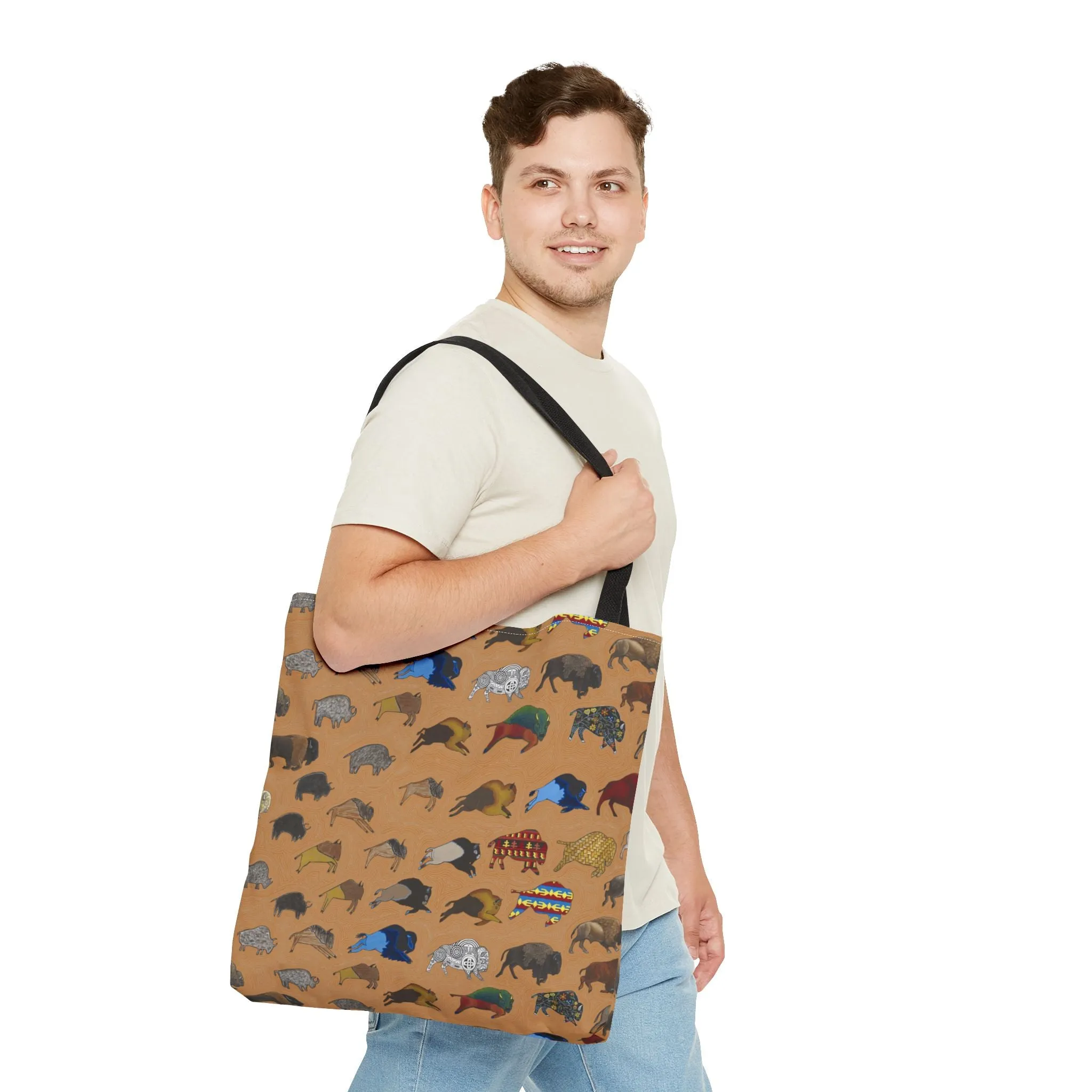 Tote Bag, Brown, Bison Transition, Buffalo, Native American