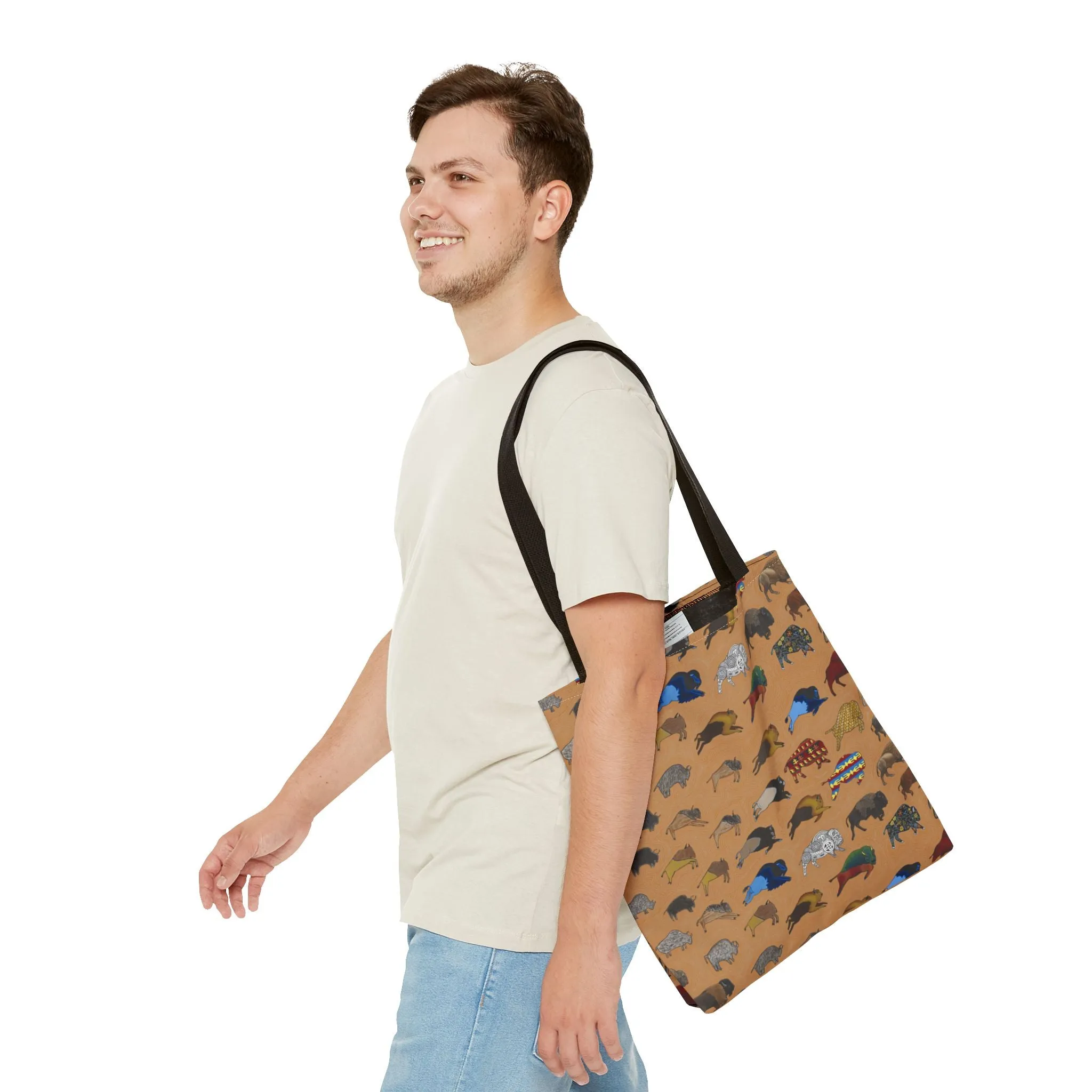 Tote Bag, Brown, Bison Transition, Buffalo, Native American