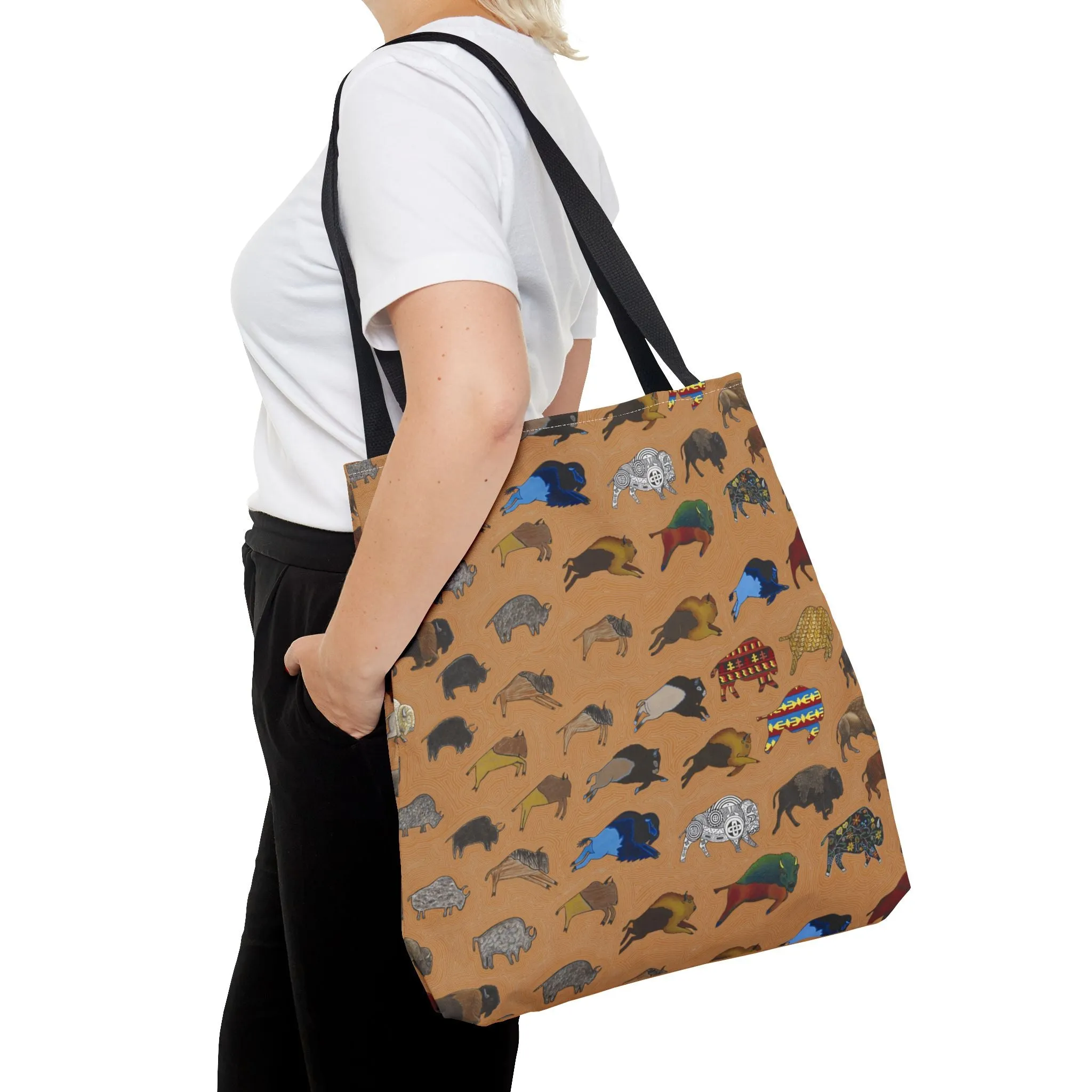 Tote Bag, Brown, Bison Transition, Buffalo, Native American